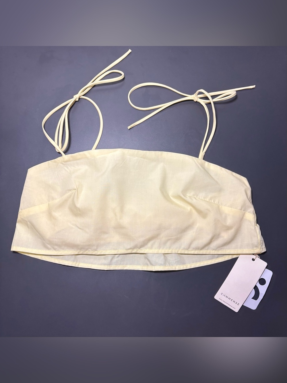 COMMENSE Yellow Tie-Shoulder Crop Top - Picture 6 of 8